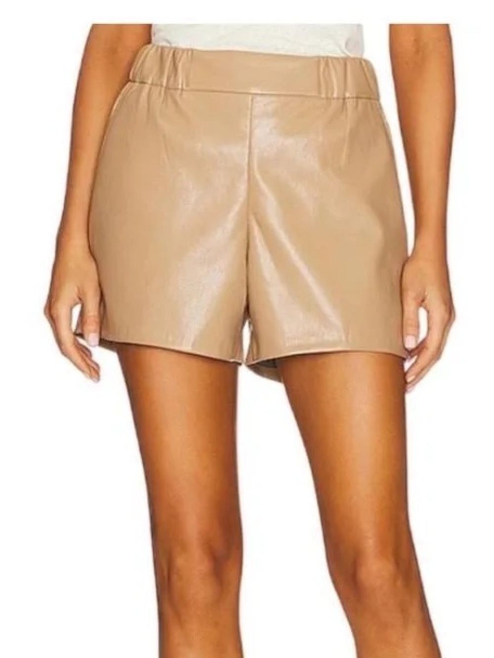 Anine Bing Koa Sofia Faux-Leather Short Taupe Small